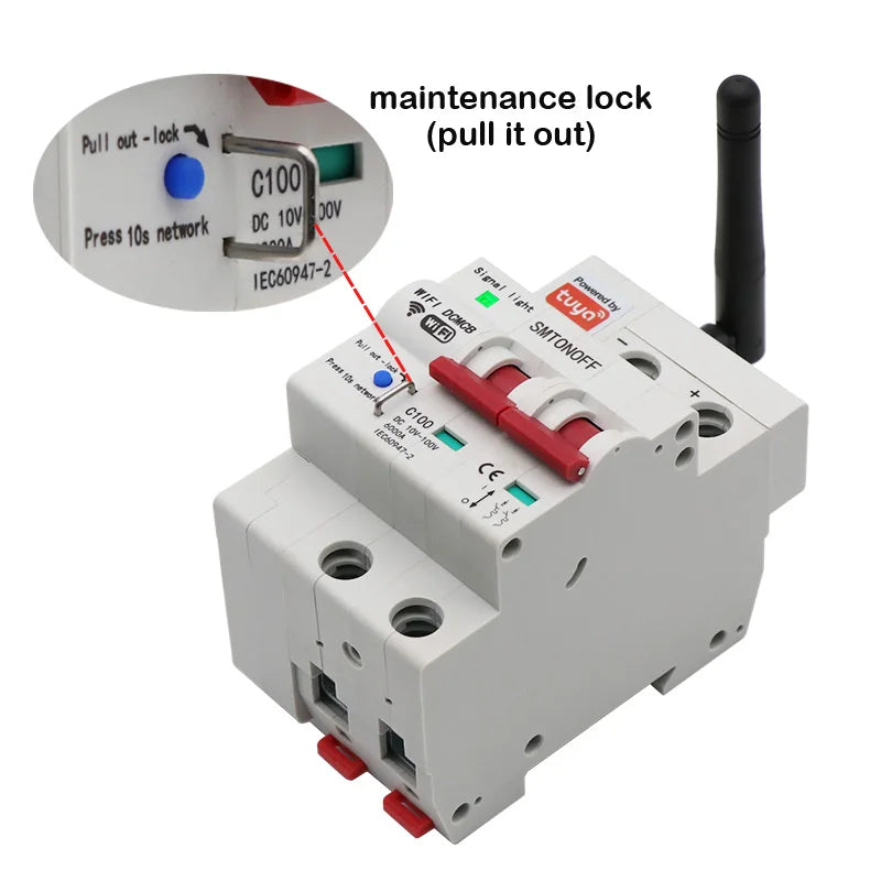 Tuay Smart life WiFi DC Smart Circuit Breaker 12V 24V 48Voverload protezione da cortocircuito con Alexa google home per Smart Home