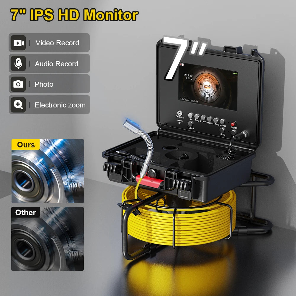 Contatore di distanza Ispezione fognaria Tubo 7" Ultra HD Wireless WiFi/DVR 23MM Videocamera Scarico Endoscopio industriale