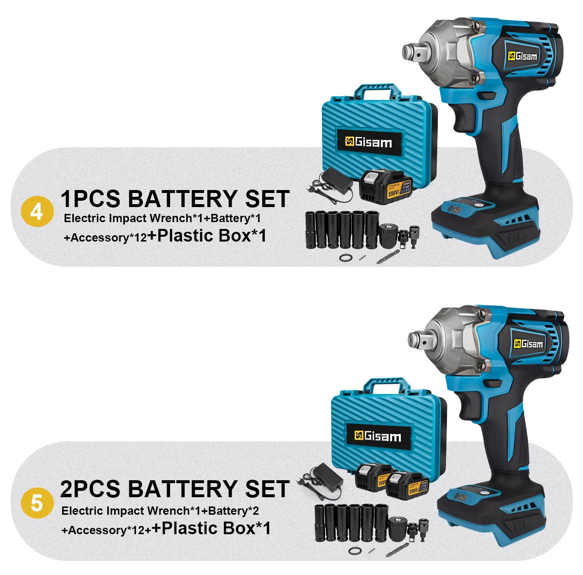 Gami 1200NM Chiave a percussione elettrica senza spazzole Chiave ricaricabile 1/2 "Pneumatici per auto Utensili elettrici a batteria per Makita 18V Batteria Pin