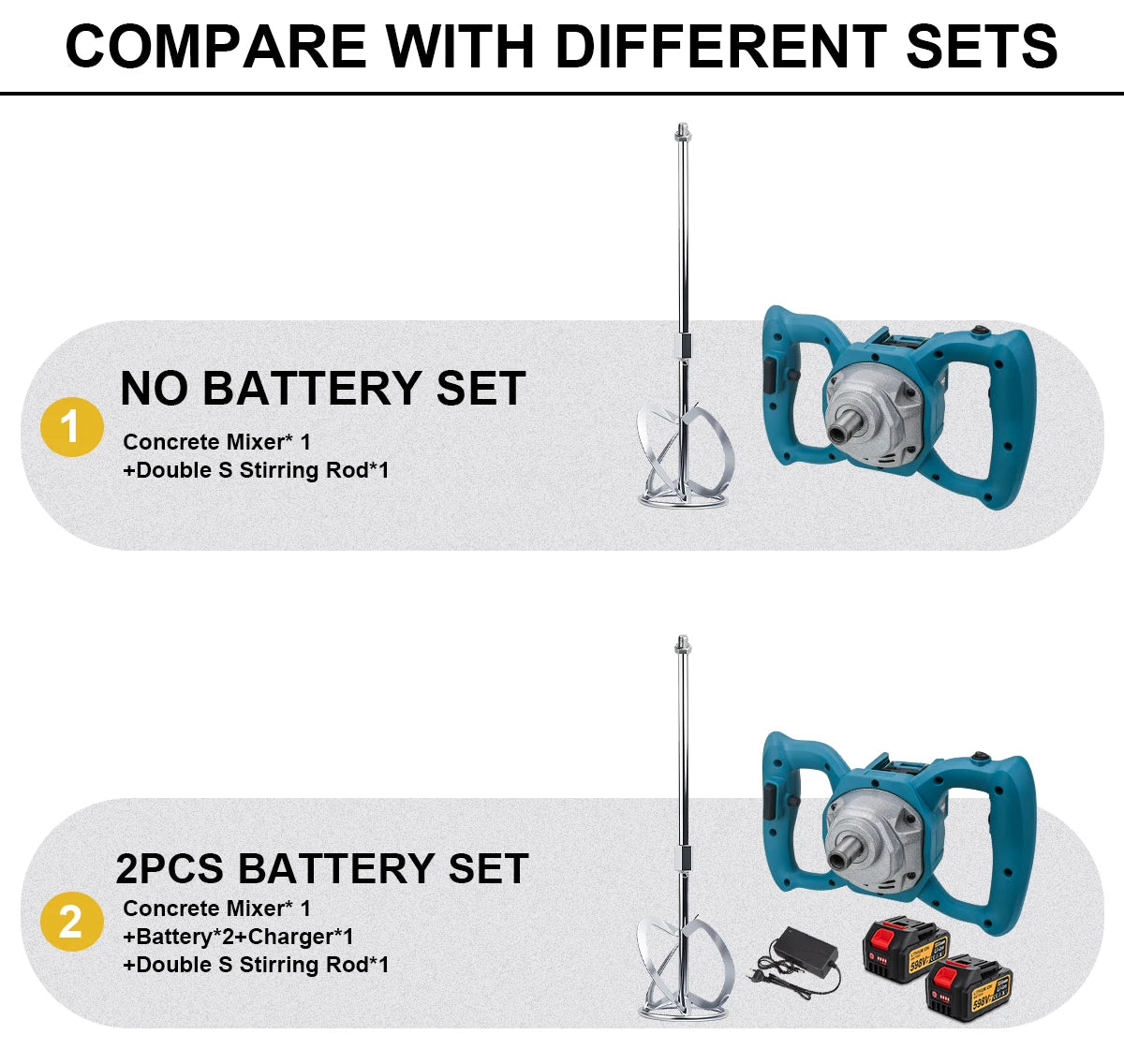 Gami 40V Brushless Elettrico Betoniera Mixer 6 Velocità Cordless Malta di Cemento Gesso Vernice Frullatore Per makita 18v batteria pin