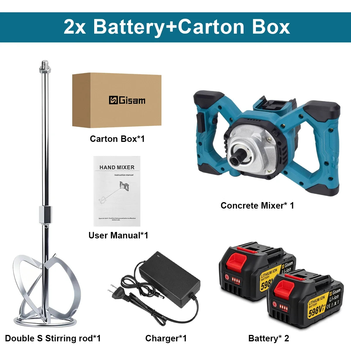 Gisha 6Gears Cordless Elettrico Betoniera Brushless Malta di Cemento Gesso Mixer Frullatore Miscelatore Vernice Per makita 18v batteria pin