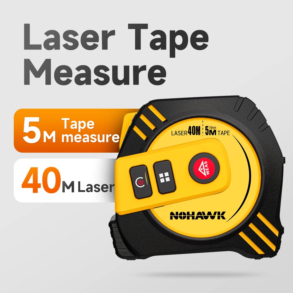 Nohawk 40m/80m Metro a nastro laser Misura a nastro Strumento di misurazione Misuratore di distanza laser Misura a nastro in acciaio USB ricaricabile