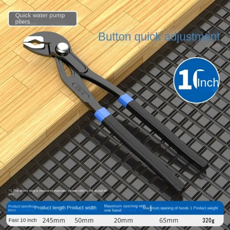 Pinza per pompa dell'acqua da 7/10/12 pollici Pinza idraulica regolabile ad ampia apertura Comfort Grip Pinza per tubi a sgancio rapido Idraulico