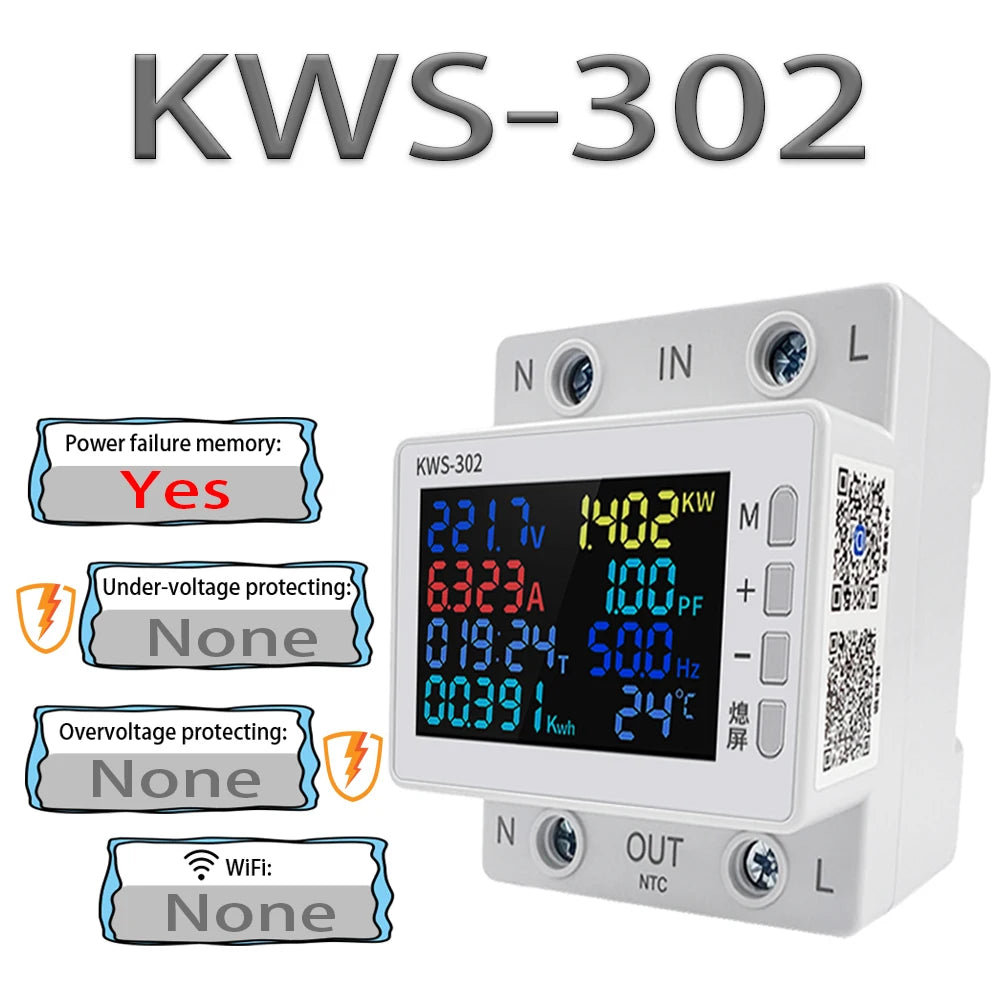 63A Tuya WIFI Smart Life Misuratore di tensione AC170-270V Wattmetro di corrente Misuratore di consumo di elettricità KWH Misuratore di energia di potenza