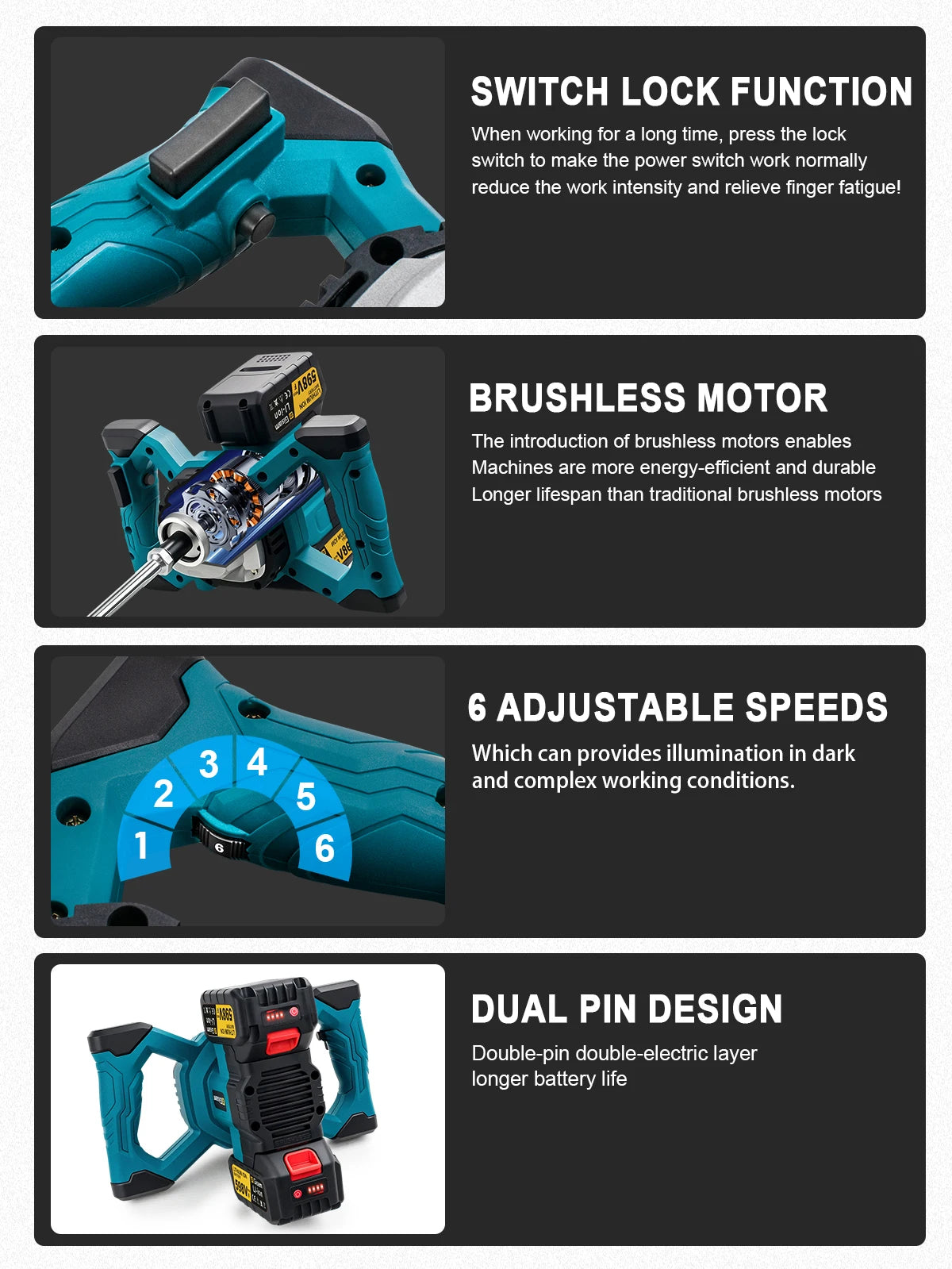 Gisha 6Gears Cordless Elettrico Betoniera Brushless Malta di Cemento Gesso Mixer Frullatore Miscelatore Vernice Per makita 18v batteria pin