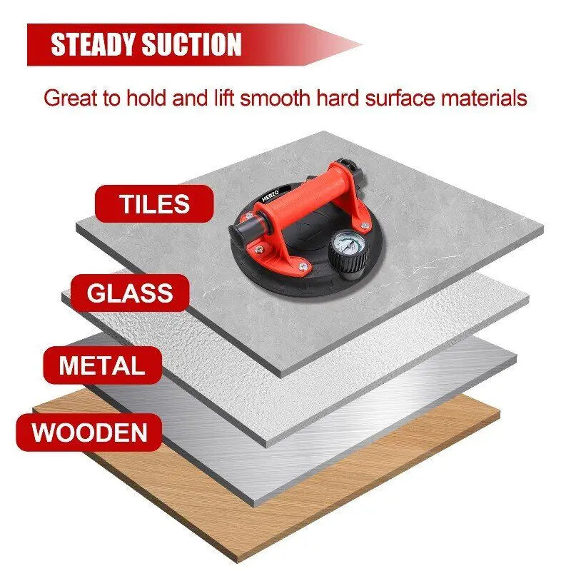 Sollevatore per piastrelle con ventosa sottovuoto HERZO da 200 mm per carichi pesanti per piastrelle di vetro di grandi dimensioni
