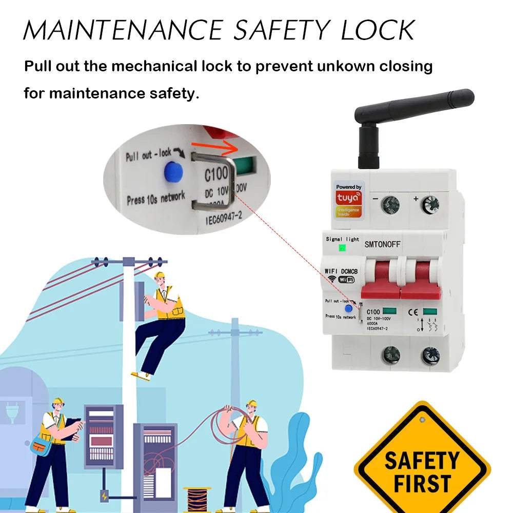 Tuay Smart life WiFi DC Smart Circuit Breaker 12V 24V 48Voverload protezione da cortocircuito con Alexa google home per Smart Home