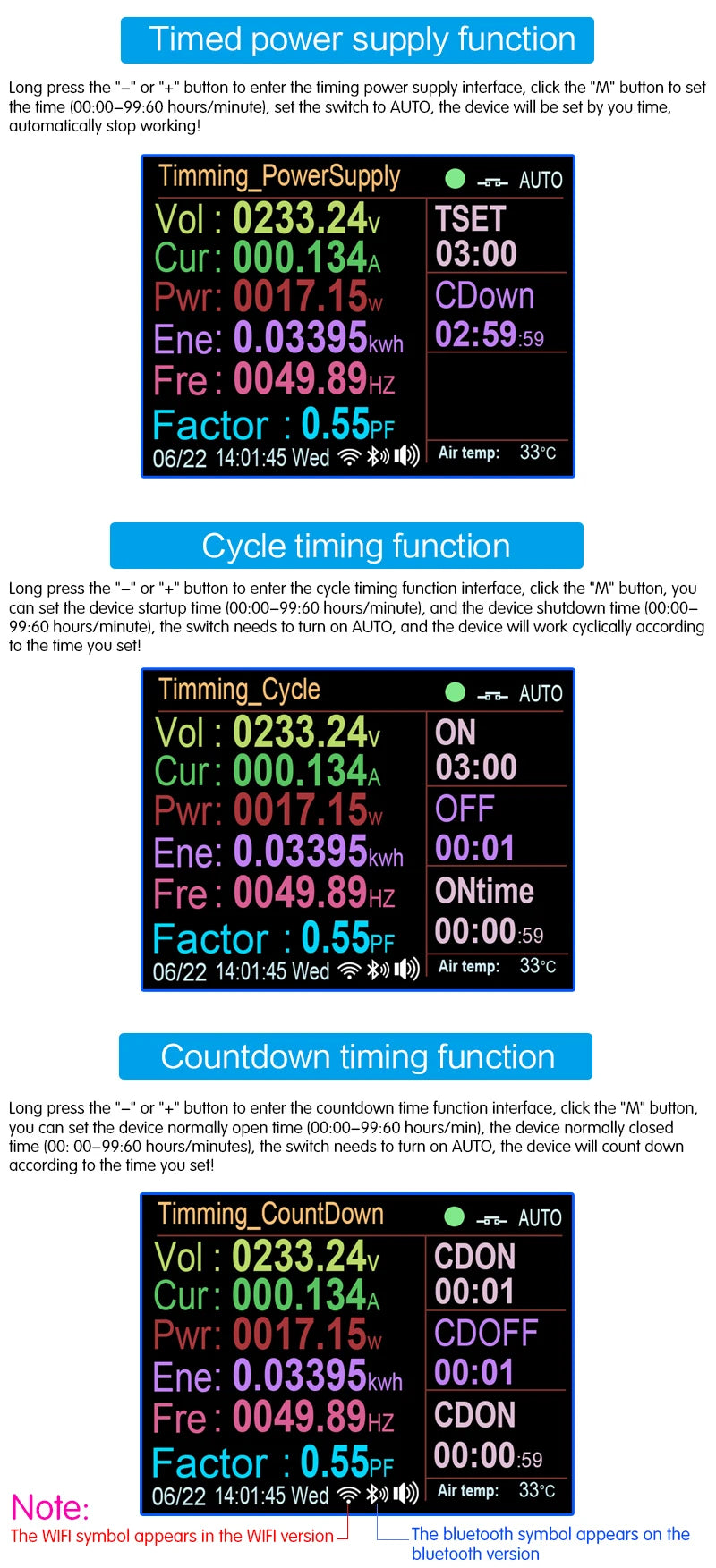 Wattmetro digitale WIFI 220V AC Misuratore di potenza Consumo di elettricità Misuratore di energia Misuratore di potenza di potenza