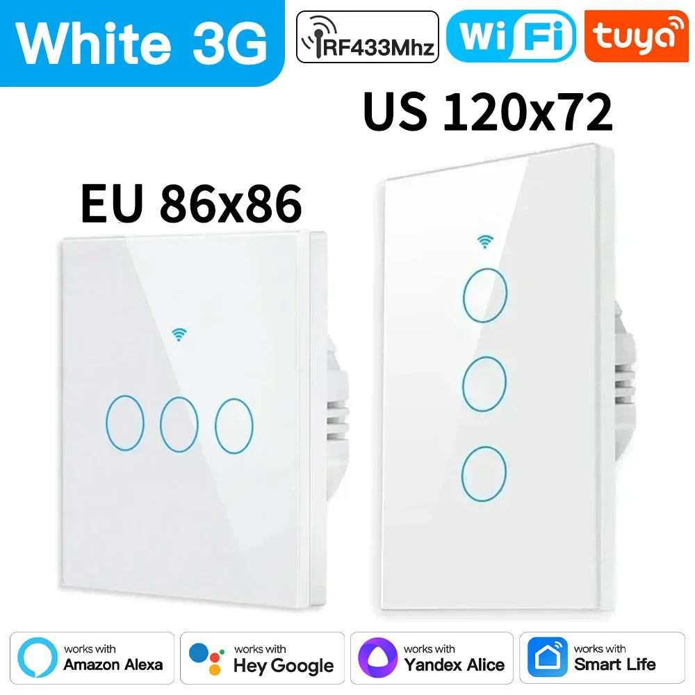 TNCE Tuya Switch WIFI RF US/EU, 1/2/3/4 Gang No/Con cavo neutro Controller luce LED da parete, Vita intelligente, Voce Alexa Google Home