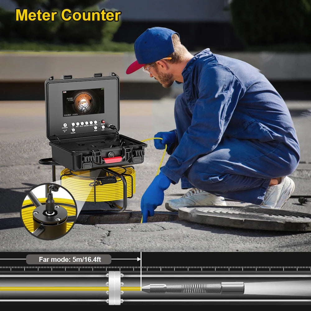 Contatore di distanza Ispezione fognaria Tubo 7" Ultra HD Wireless WiFi/DVR 23MM Videocamera Scarico Endoscopio industriale