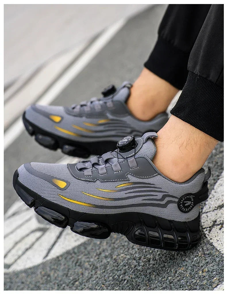 Pulsante rotante Nuove scarpe antinfortunistiche da uomo Scarpe da lavoro anti-smash anti-puntura Scarpe sportive da uomo di moda Stivali protettivi di sicurezza da uomo