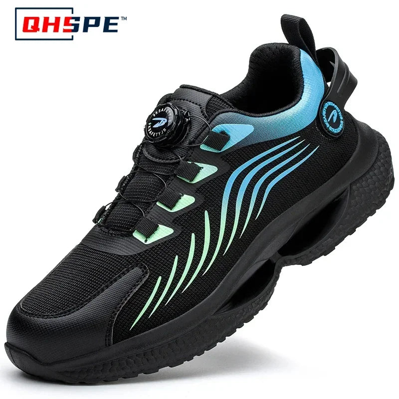 Pulsante rotante Nuove scarpe antinfortunistiche da uomo Scarpe da lavoro anti-smash anti-puntura Scarpe sportive da uomo di moda Stivali protettivi di sicurezza da uomo