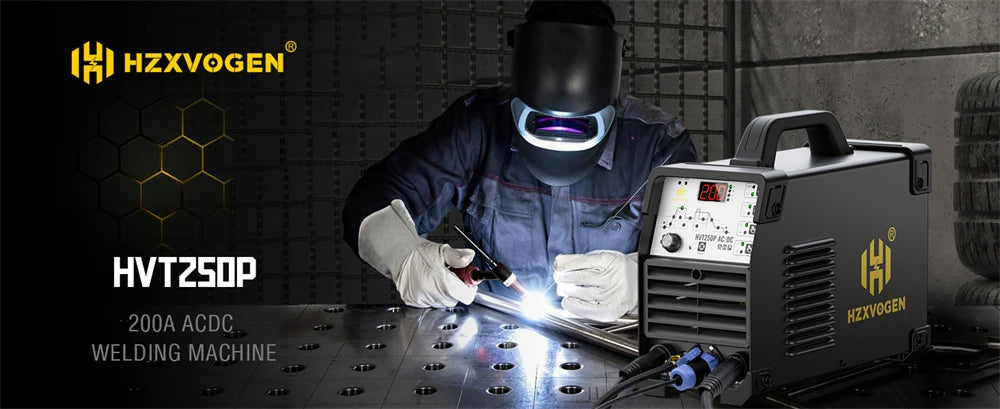 HZXVOGEN 200A 6 in 1 Saldatrice Multifunzione AC/DC HF TIG MMA ARC Argon Preciso Impulso Digitale Saldatore di Alluminio 2T/4T 220V