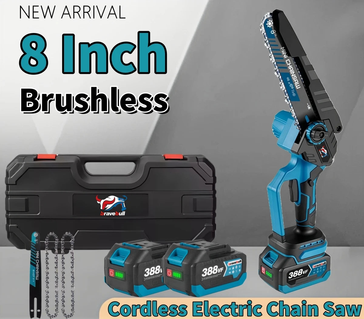 Recentemente Sega Elettrica Senza Spazzole Da 8 Pollici Con 2PCS Catene Cordless Lavorazione Del Legno Giardino Potatura Motosega Set Per Makita 18V Batteria Spille