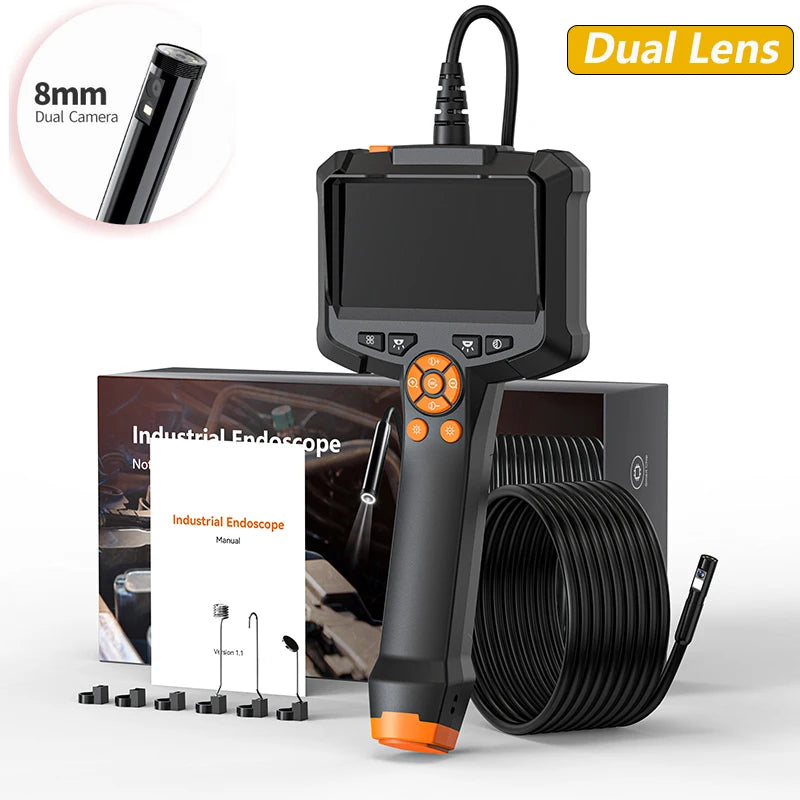 Telecamera per endoscopio industriale 4.3 "Singola doppia lente HD 1080P Periscopio per ispezione auto IP67 Telecamera per fognature impermeabile con LED