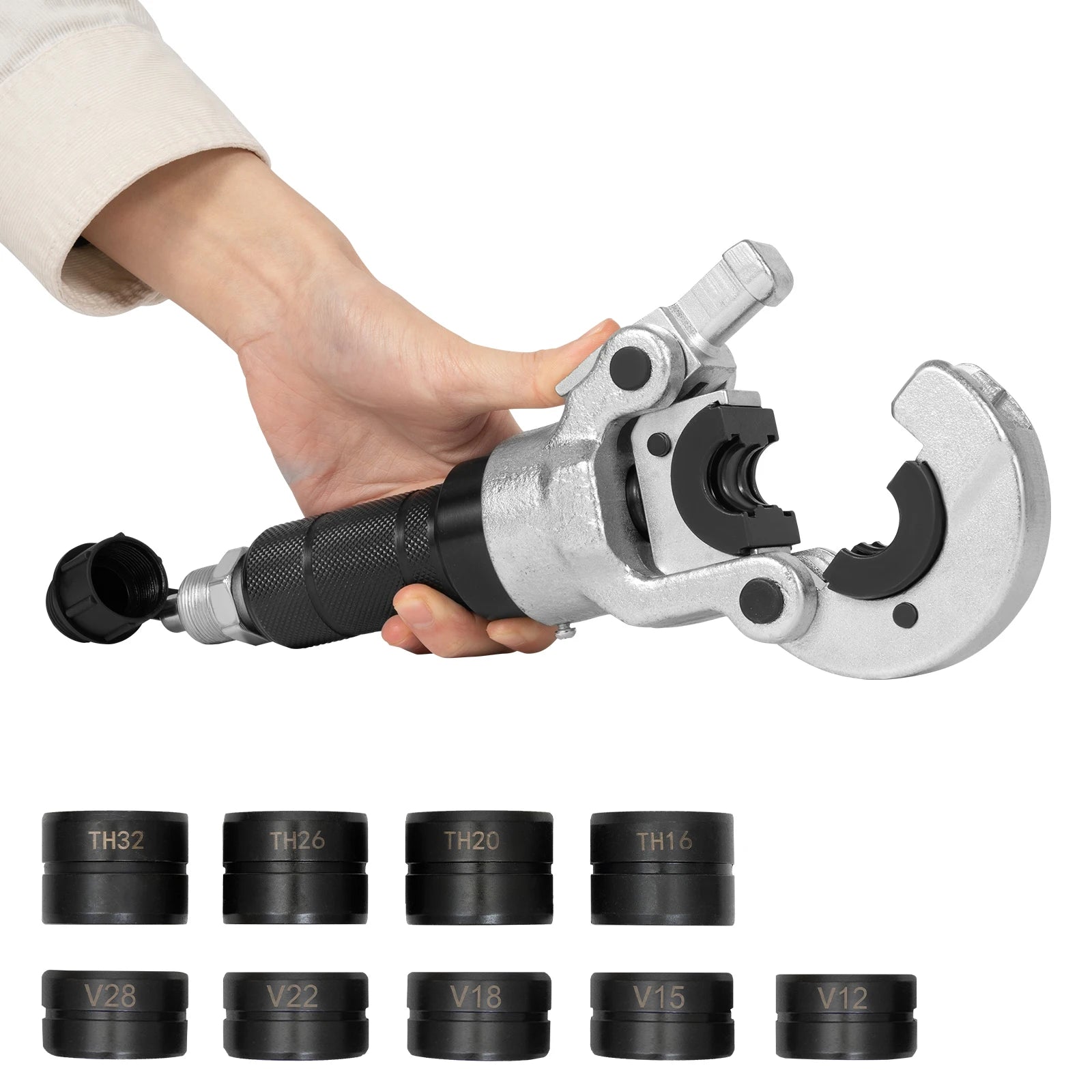 Pinza a crimpare per pompa idraulica 6T con 9 matrici per tubi in acciaio inossidabile Tubo in rame PEX PB Press V12-28mm TH16-32mm Set