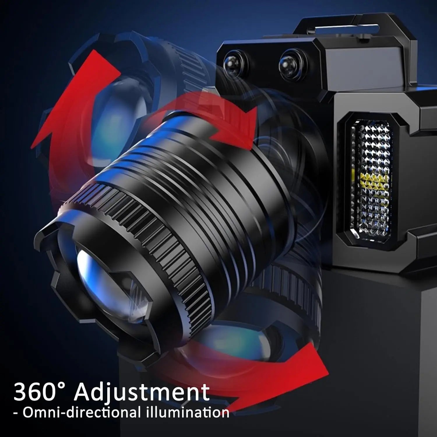 Induzione intelligente Luce bianca Faro a LED Zoom Sensore di ricarica USB Lampada frontale a LED Torcia frontale multifunzione per esterni Lampade a lanterna