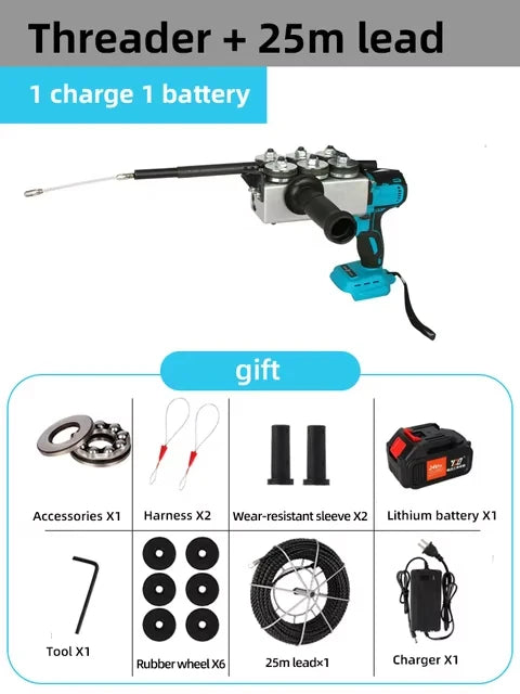 Macchina per incordare elettricista automatica 25M Filo elettrico a scomparsa Pull Wire Guide Tools Filettatrice per Makita