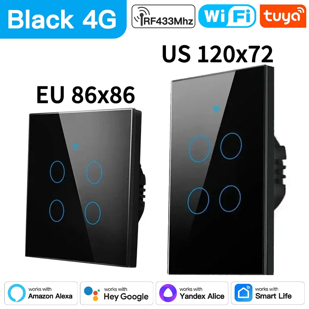 TNCE Tuya Switch WIFI RF US/EU, 1/2/3/4 Gang No/Con cavo neutro Controller luce LED da parete, Vita intelligente, Voce Alexa Google Home