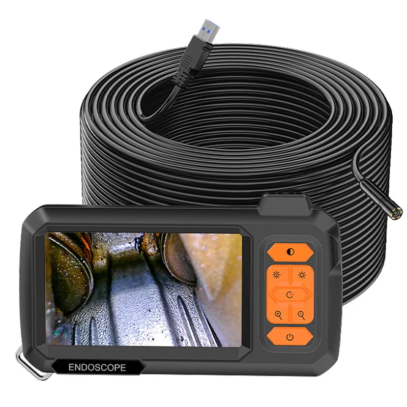 Telecamera per endoscopio Schermo da 4,3 pollici sostituibile Cavo rigido da 1-100 metri HD1080P 8MM Obiettivo per ispezione tubi USB Periscopio LED 2600mAh