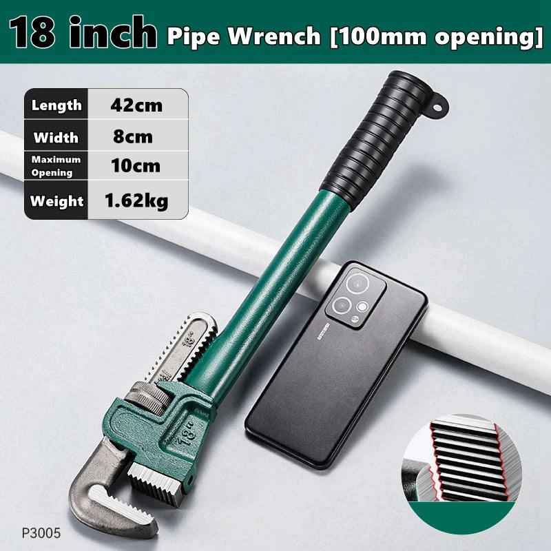 Chiave per tubi diritta in acciaio al carbonio resistente 10", 12", 14", 18" Pinza per tubi Chiave manuale universale per impianti idraulici regolabile industriale