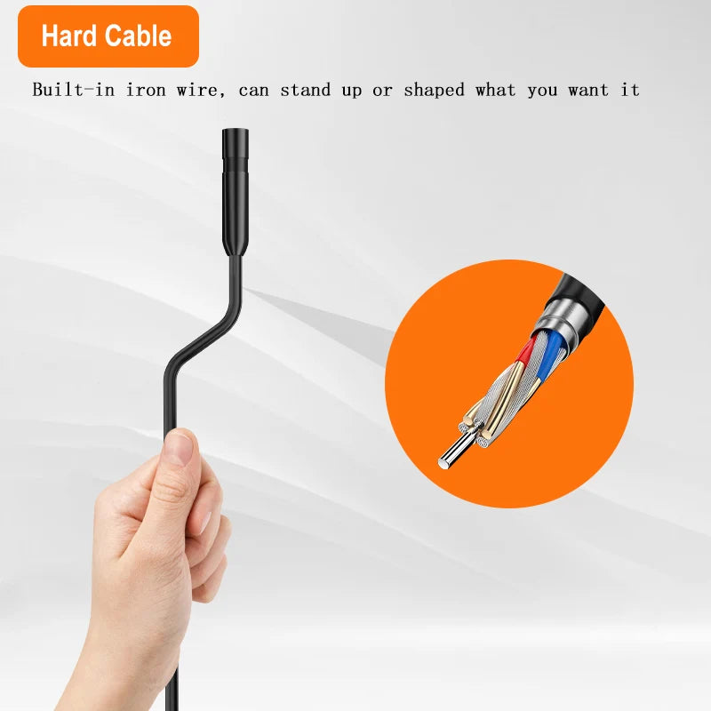 Telecamera per endoscopio Schermo da 4,3 pollici sostituibile Cavo rigido da 1-100 metri HD1080P 8MM Obiettivo per ispezione tubi USB Periscopio LED 2600mAh
