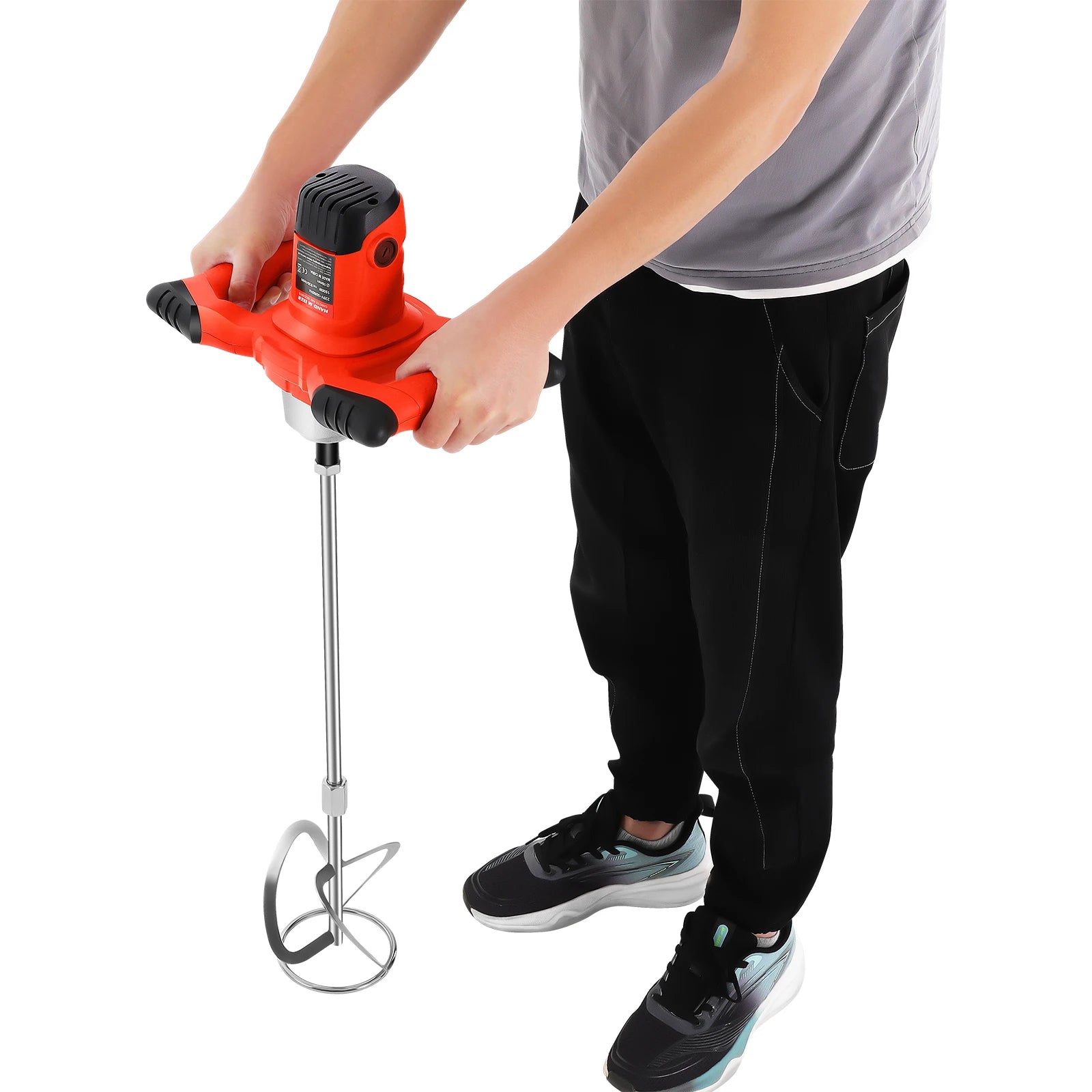 Miscelatore elettrico per calcestruzzo 220V 1500W Frullatore per intonaco per malta cementizia portatile a 6 velocità con doppia lama a forma di S