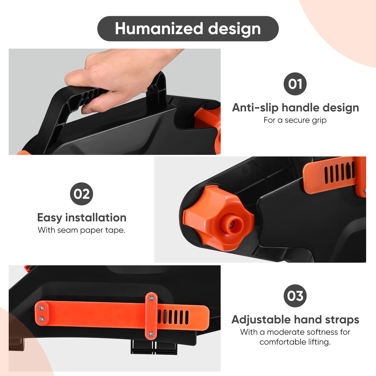 Strumento di giunzione per cartongesso Distributore di fango e kit di costruzione per riempimento giunti con rullo angolare interno reversibile Mano destra/sinistra
