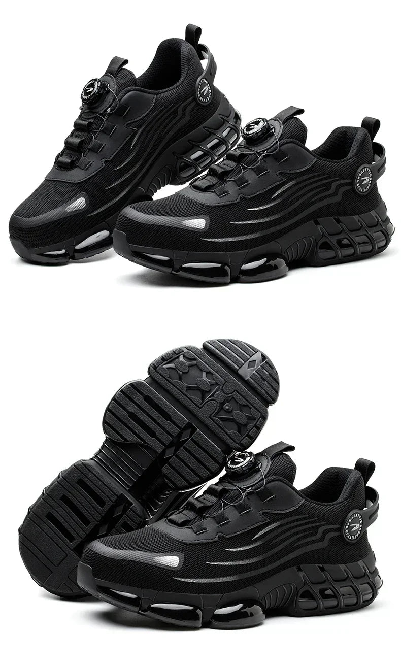 Pulsante rotante Nuove scarpe antinfortunistiche da uomo Scarpe da lavoro anti-smash anti-puntura Scarpe sportive da uomo di moda Stivali protettivi di sicurezza da uomo