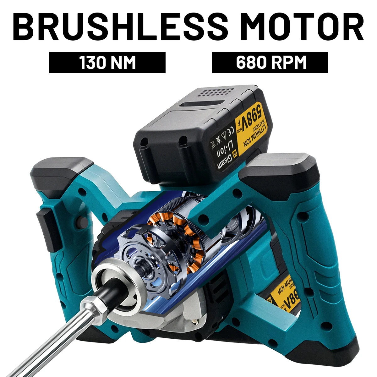 Gisha 6Gears Cordless Elettrico Betoniera Brushless Malta di Cemento Gesso Mixer Frullatore Miscelatore Vernice Per makita 18v batteria pin