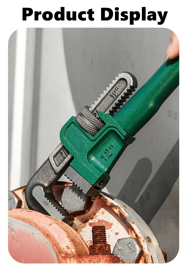 Chiave per tubi diritta in acciaio al carbonio resistente 10", 12", 14", 18" Pinza per tubi Chiave manuale universale per impianti idraulici regolabile industriale