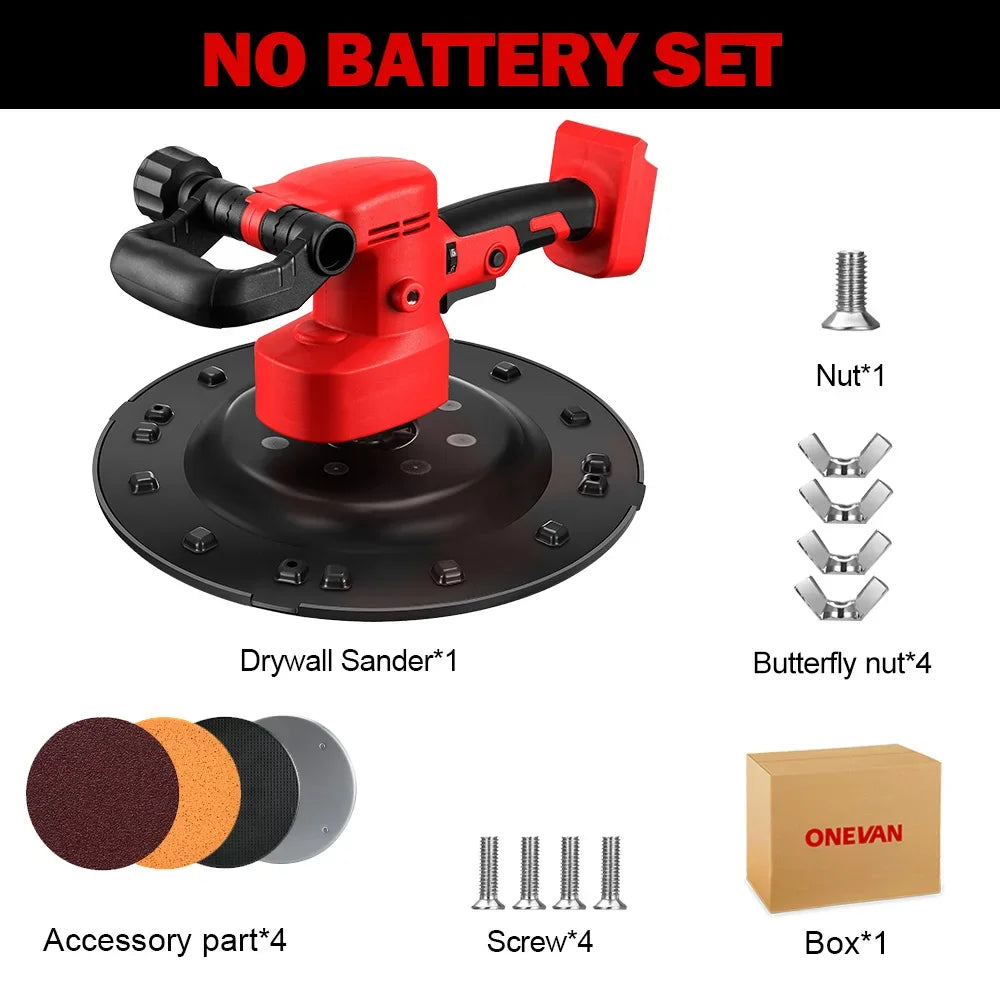 ONEVAN Brushless 380MM Levigatrice per cartongesso Levigatrice da parete Levigatrice da parete a velocità variabile Lucidatrice da muro per utensili elettrici 21V 18V