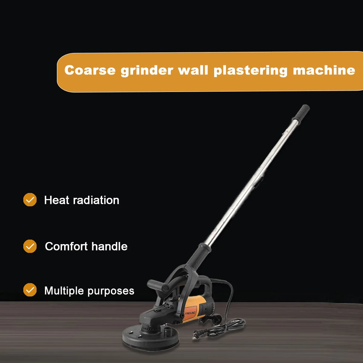 Rettificatrice per pareti 3800W Smerigliatrice grossolana portatile per intonacare le pareti con asta di prolunga per pareti, pavimenti in cemento, strumento per lucidare