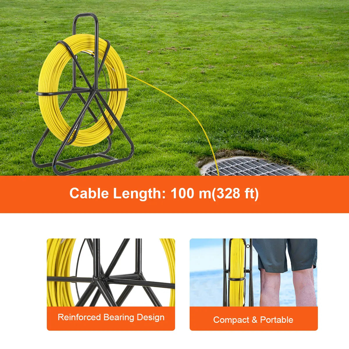 100/130m Elettricista Filo Filettatrice Cavo In Fibra di vetro Asta di marcia Pesce Nastro Rodder Cavo Sbloccatore Leader 6mm