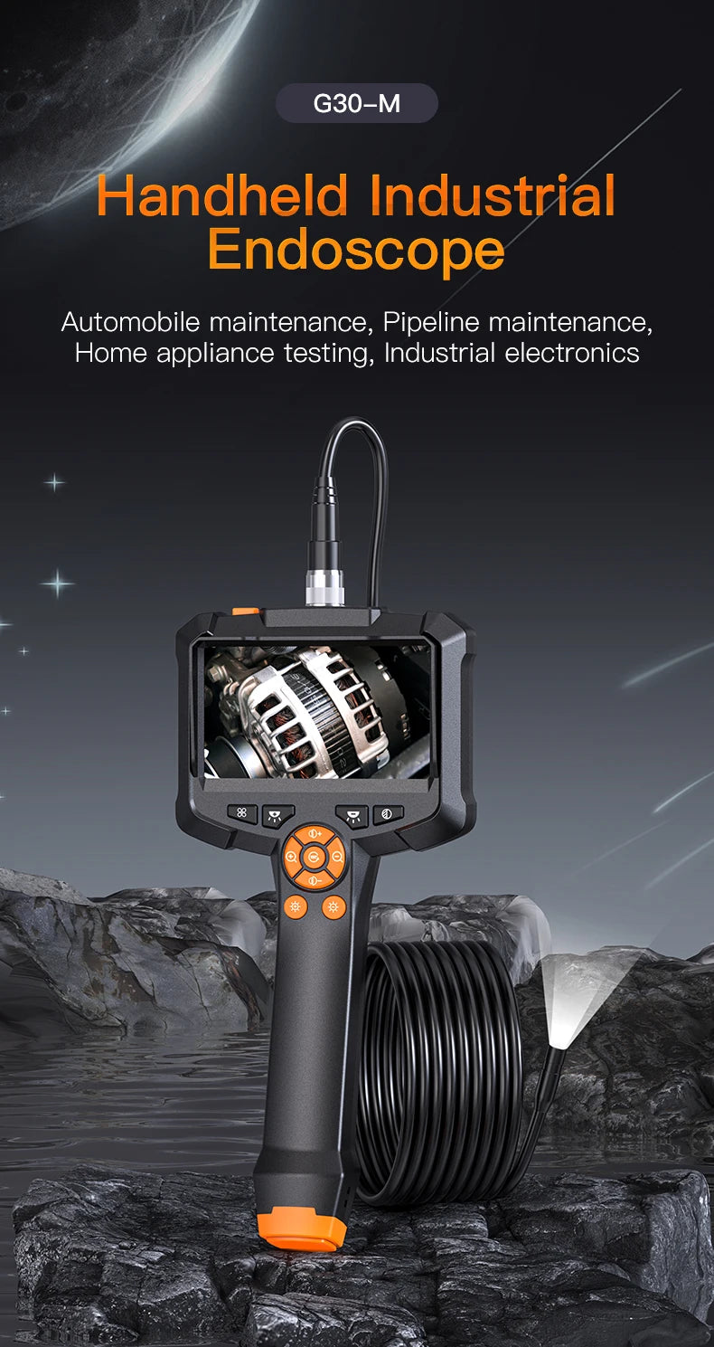 Telecamera per endoscopio industriale 4.3 "Singola doppia lente HD 1080P Periscopio per ispezione auto IP67 Telecamera per fognature impermeabile con LED