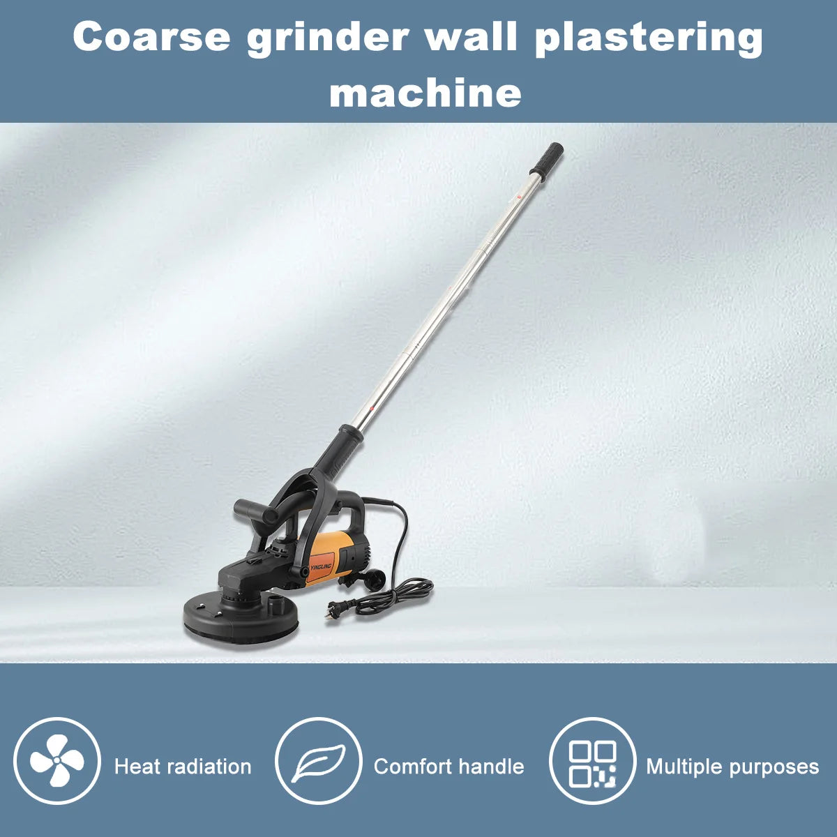 Rettificatrice per pareti 3800W Smerigliatrice grossolana portatile per intonacare le pareti con asta di prolunga per pareti, pavimenti in cemento, strumento per lucidare