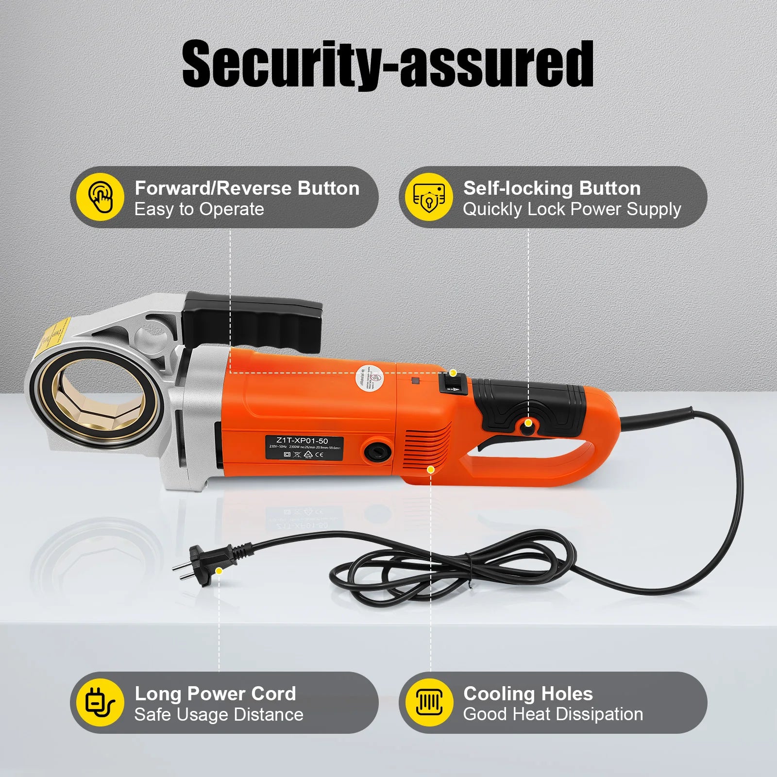 Infila tubi da 2300 W ad alta potenza di livello industriale, scatola di immagazzinaggio portatile per taglio e infilatura di tubi professionali in costruzione