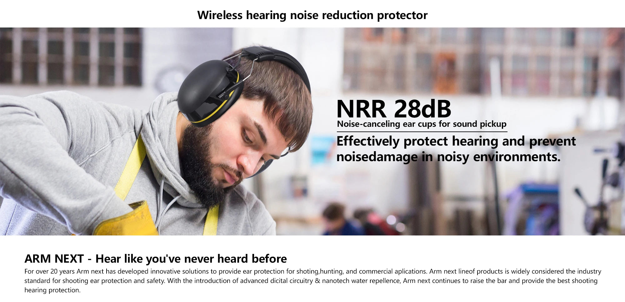 SNR 30dB Bluetooth 5.4 Paraorecchie Ricaricabile Protezione uditiva industriale per lavoratori edili Riduzione del rumore Sicurezza
