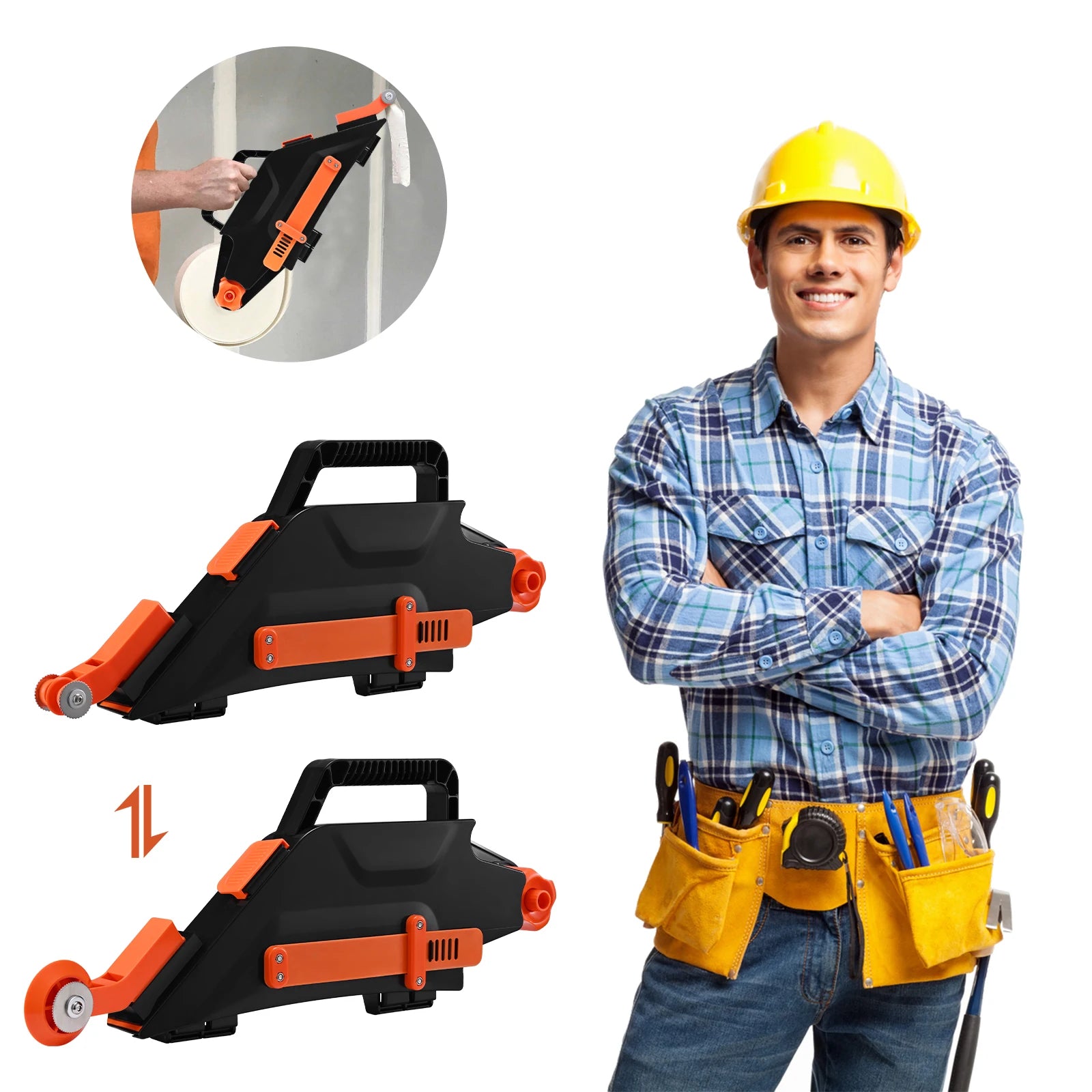 Strumento di giunzione per cartongesso Distributore di fango e kit di costruzione per riempimento giunti con rullo angolare interno reversibile Mano destra/sinistra