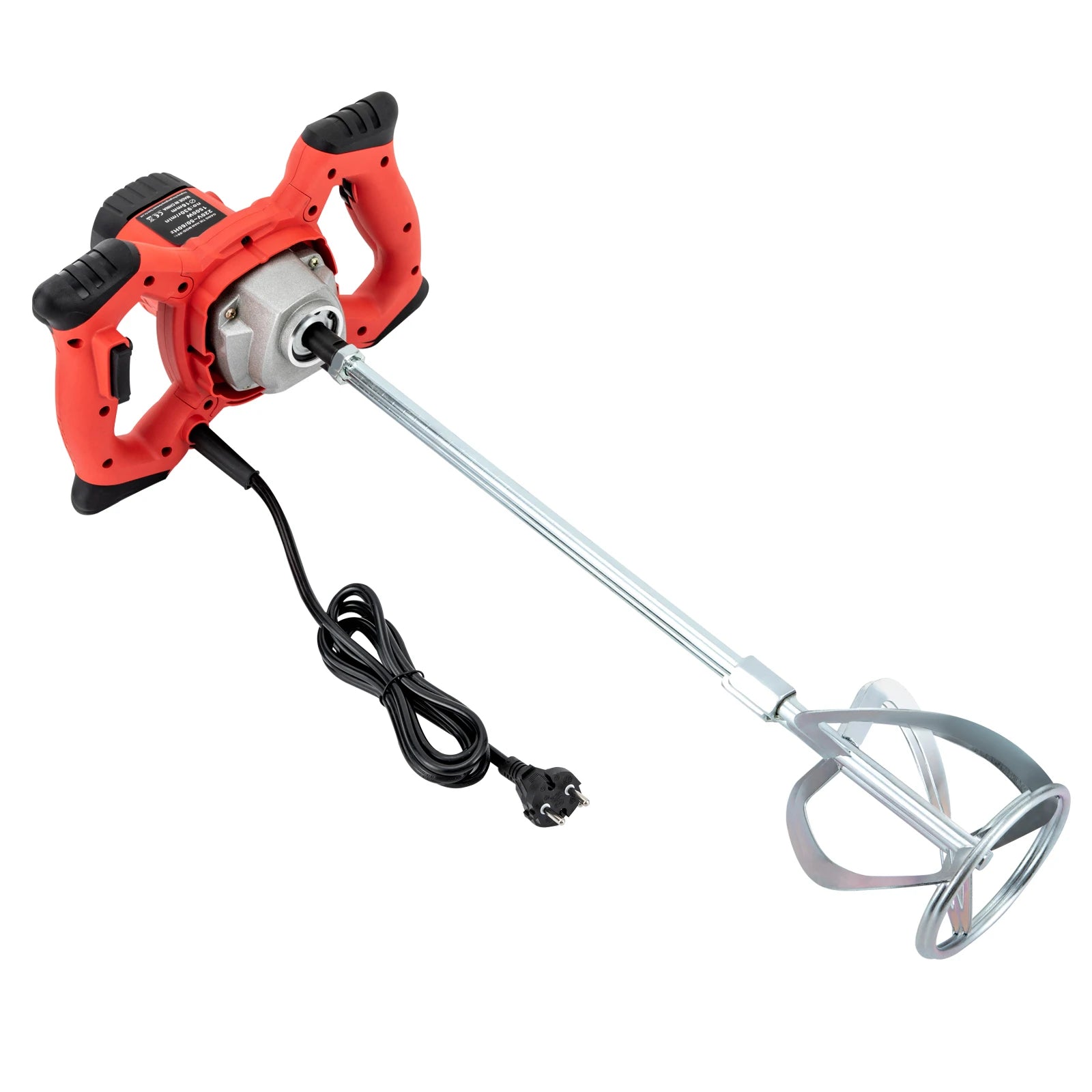 Miscelatore elettrico per calcestruzzo 220V 1500W Frullatore per intonaco per malta cementizia portatile a 6 velocità con doppia lama a forma di S