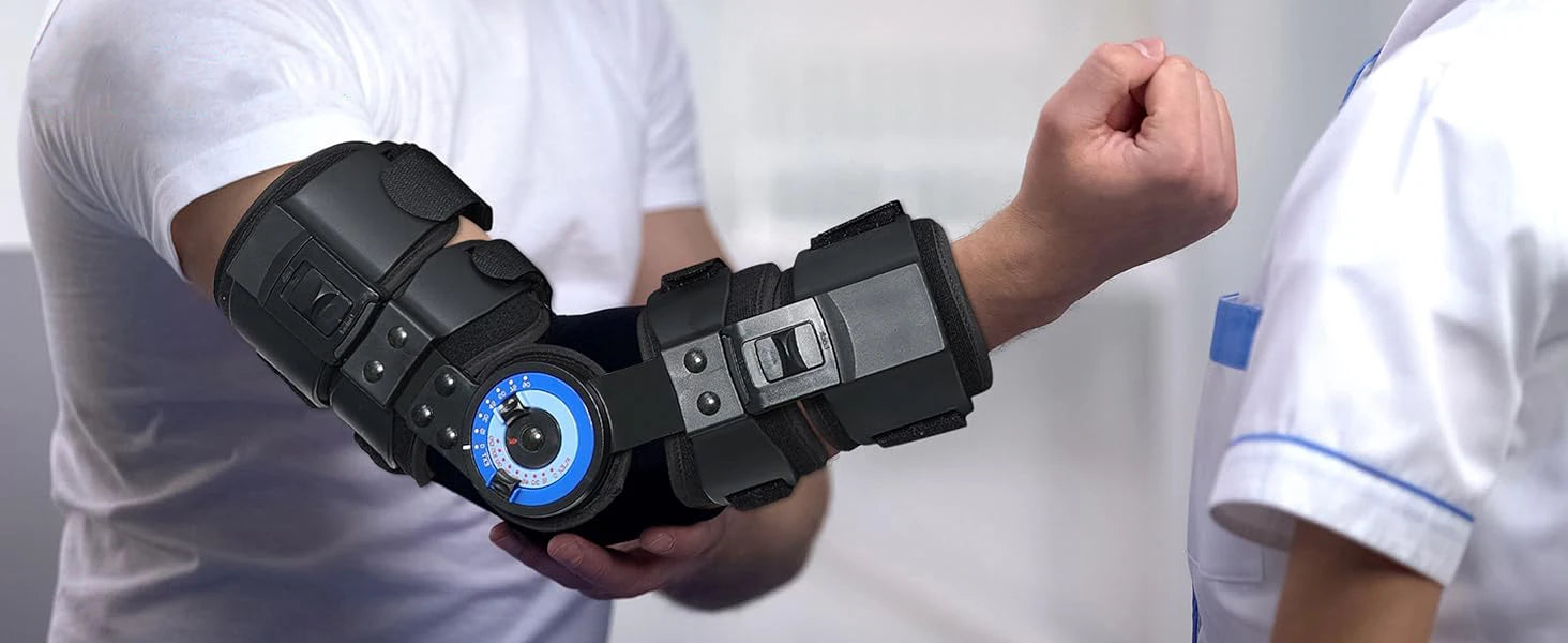 Tutore per gomito ROM incernierato, stecca stabilizzatrice post-operatoria regolabile, supporto per il recupero delle infortuni del braccio Riabilitazione dell'immobilizzazione delle fratture