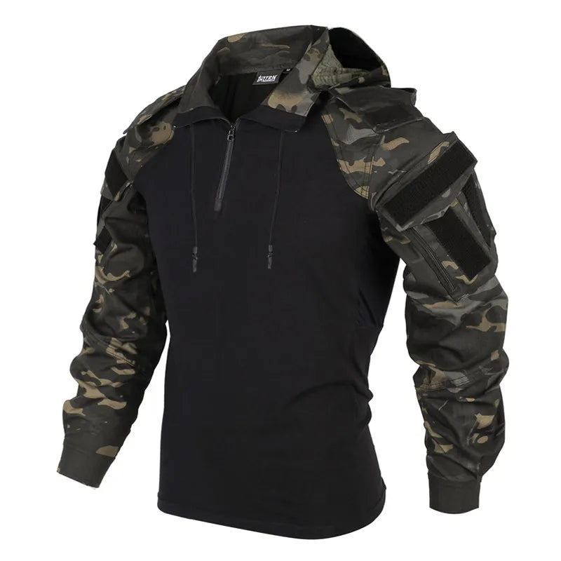 T-shirt da combattimento militare multicam mimetica CP dell'esercito americano Camicia tattica da uomo Airsoft Paintball Abbigliamento da caccia da campeggio
