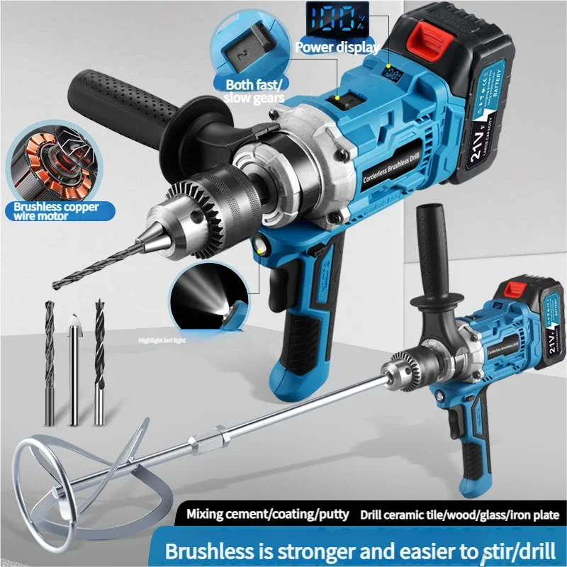 Trapano elettrico senza fili senza spazzole Trapano per legno/acciaio/cemento/ghiaccio per batteria Makita 18V