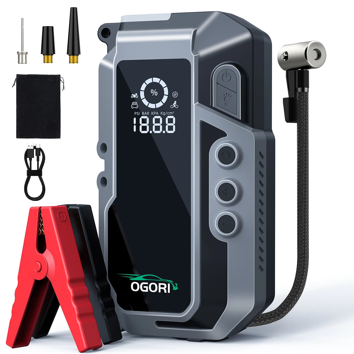 Avviatore di emergenza per auto 4 in 1 7500A con compressore d'aria Pack Booster 12V Power Bank QC 3.0 con torcia Avvia fino a tutti i gas