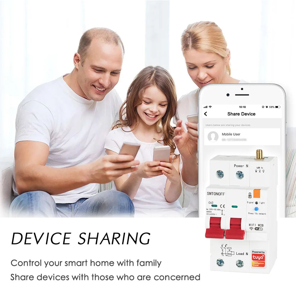 Tuya Smart WiFi 2P 63A MCB RS485 interruttore contatore prepagato interruttore Timer tensione protezione corrente controllo vocale Alexa Google Alice