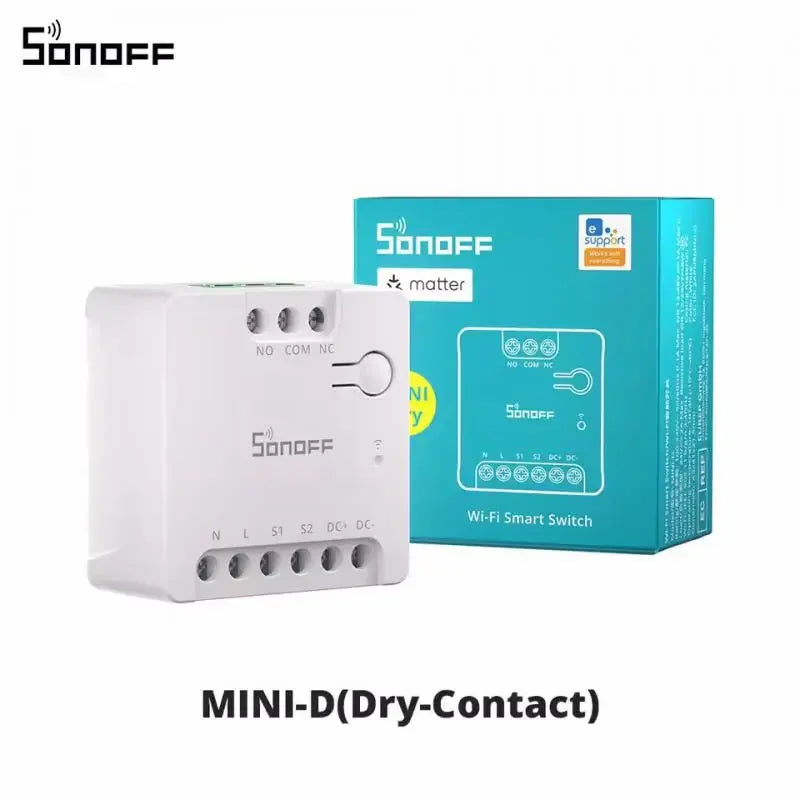 SONOFF MINI-D Wi-Fi Smart Switch Primo MINI dispositivo relè a contatto secco con importa supporta il controllo del contattore di alimentazione CA/CC