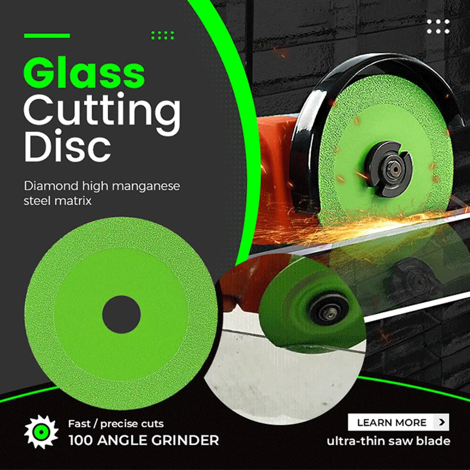 Disco da taglio per vetro Diamante 100mm Sega per marmo Piastrelle in ceramica Cristallo di giada Bottiglie di vino Rettifica Smussatura Utensile da taglio per vetro 3/1 pezzi