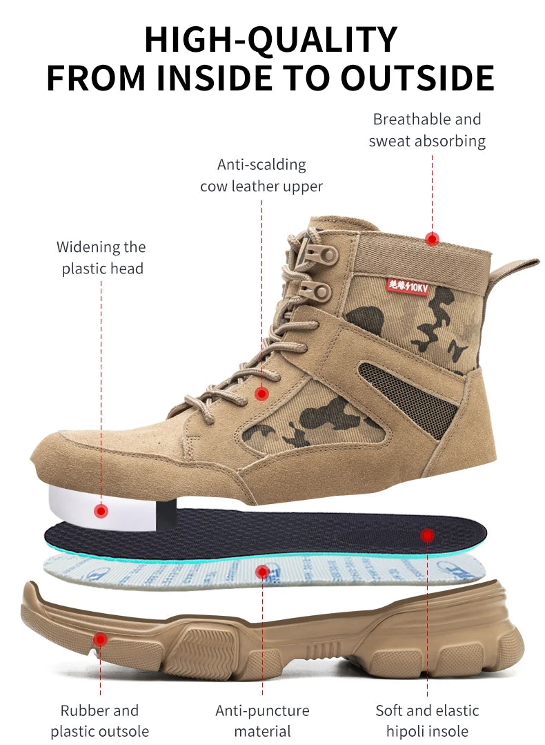 Scarpe da ginnastica Scarpe indistruttibili Scarpe antinfortunistiche da lavoro con puntale in acciaio Scarpe protettive di sicurezza maschili a prova di foratura Stivali tattici
