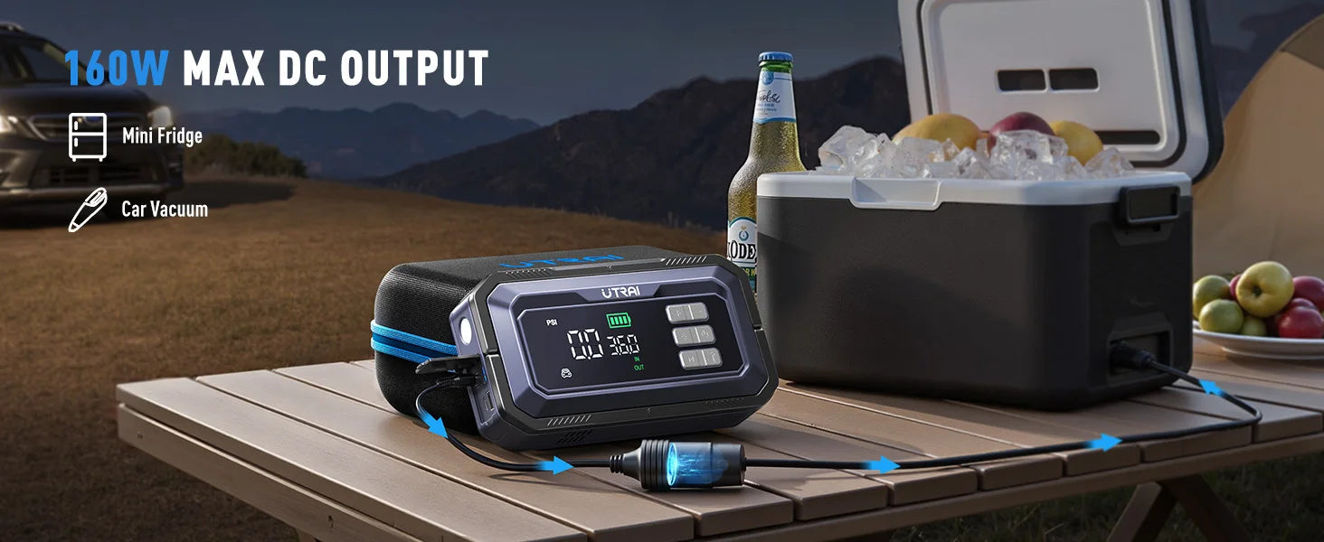 Avviatore di emergenza per auto UTRAI All-in-One 7000A con compressore d'aria, diagnosi OBD e booster di emergenza per batteria per auto Power Bank