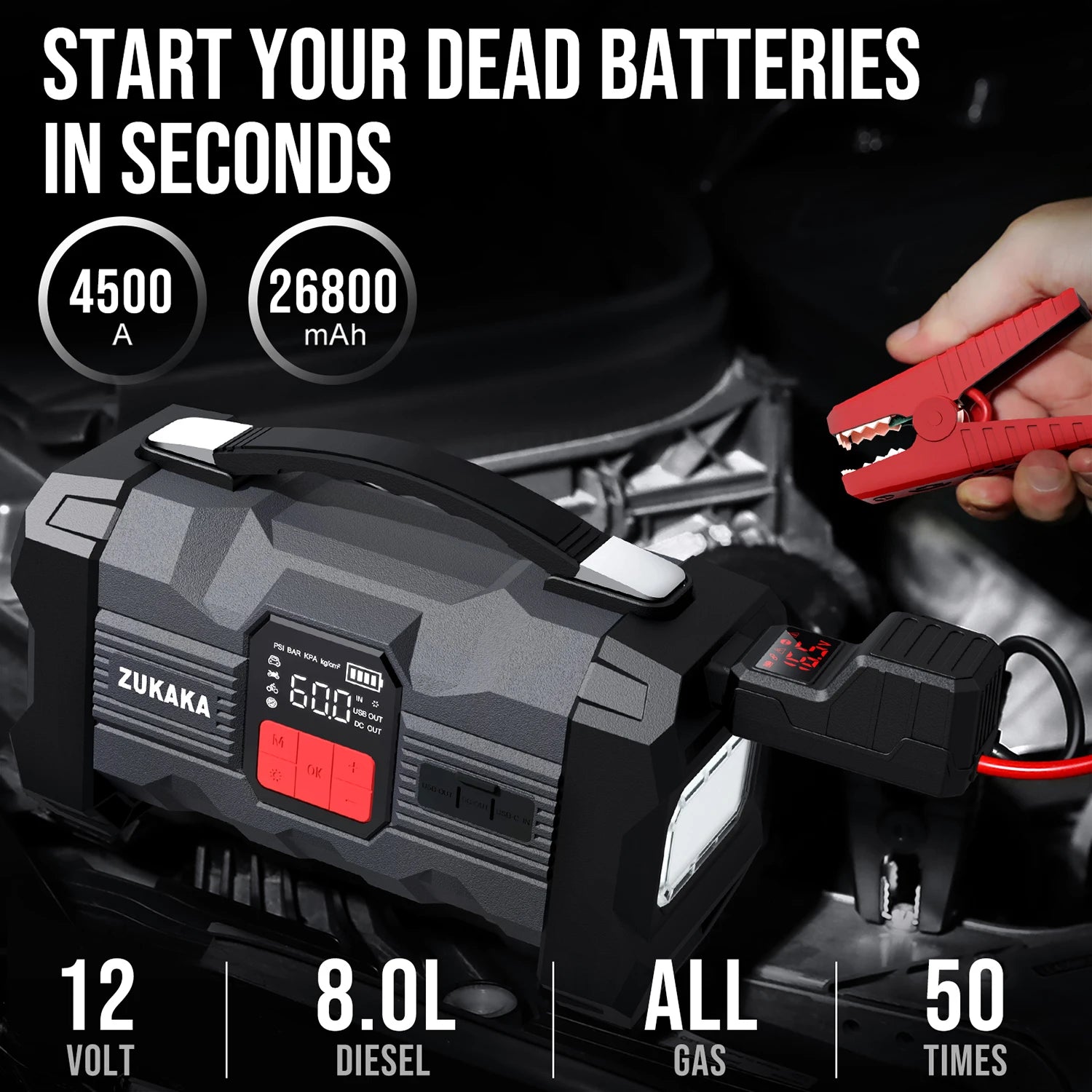 26800mAh Auto Salto di Avviamento Accumulatori E Caricabatterie Di Riserva Compressore D'aria Portatile Pompa di Gonfiaggio Stazione di Potere 4250A Batteria Avviamento Auto Booster